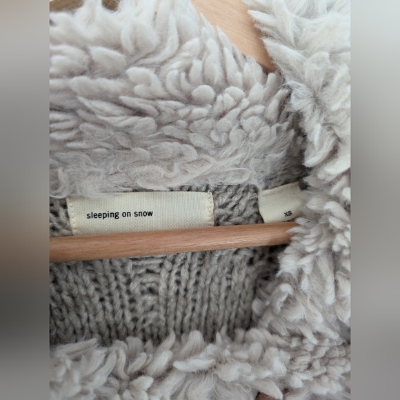 Anthropologie Bondurant Sherpa Sweater Coat Cardigan Sleeping On Snow - Picture 5 of 13
